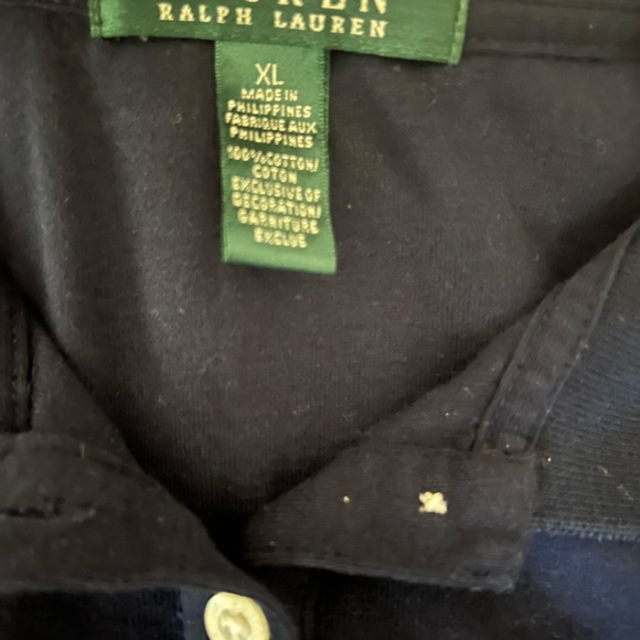 Lauren Ralph Lauren Polo Shirt XL Dark Navy RLL Logo White Buttons Classic - Picture 5 of 6